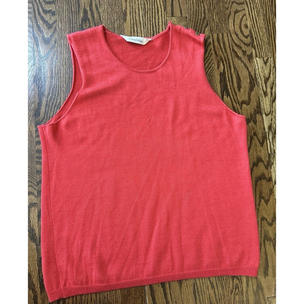 Oscar De La Renta Sleeveless Sweater‎ Tank Red Large Cashmere Feel Missing Tag - Picture 3 of 9